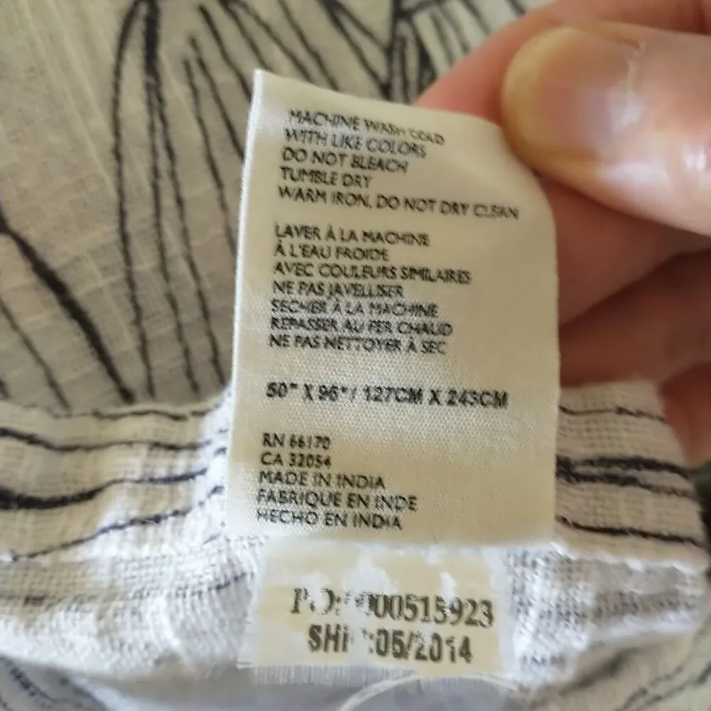 Mara Hoffman Curtains White Blue Geometric Cotton Lined 48x91